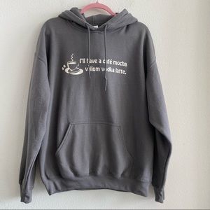 Cafe Mocha Lover Gray Pullover Hoodie Size L